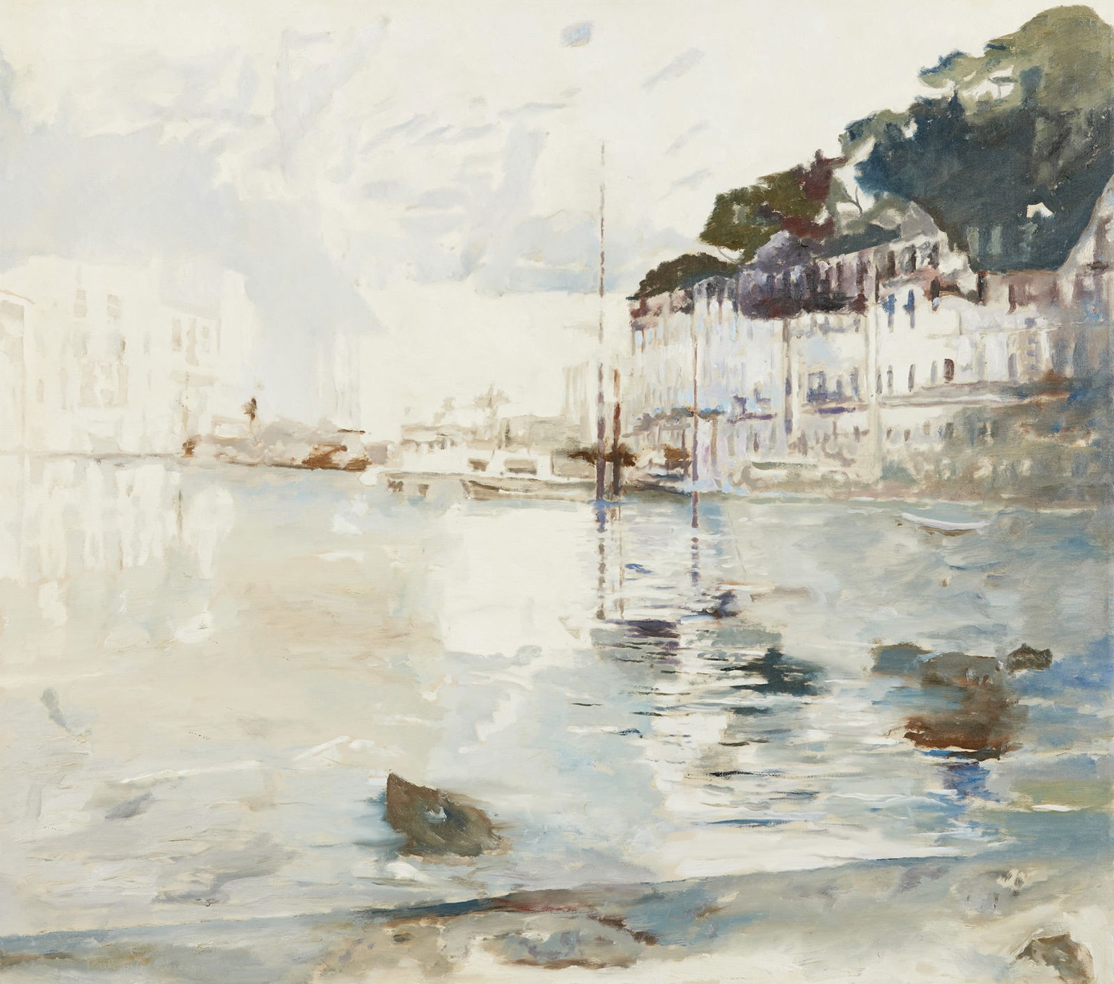 BALCOMB GREENE, (American, 1904-1990), Harbour in the Summer: BALCOMB GREENE(American, 1904-1990)Harbour in the Summeroil on canvassigned Balcomb Greene lower left44 x 50 in., frame: 45 x 51 in. Provenance: The Collection of a Massachusetts Gentlem