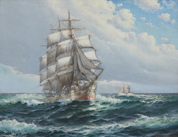 THEODORE VICTOR CARL VALENKAMPH, (Swedish/American, 1868-1924), Ship Under Sail