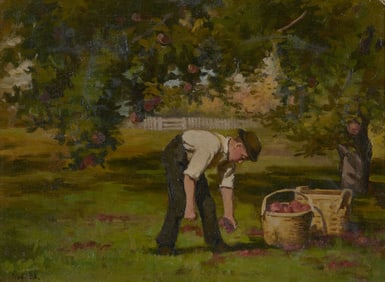 MARCUS WATERMAN, (American, 1834-1914), Picking Apples, 1885