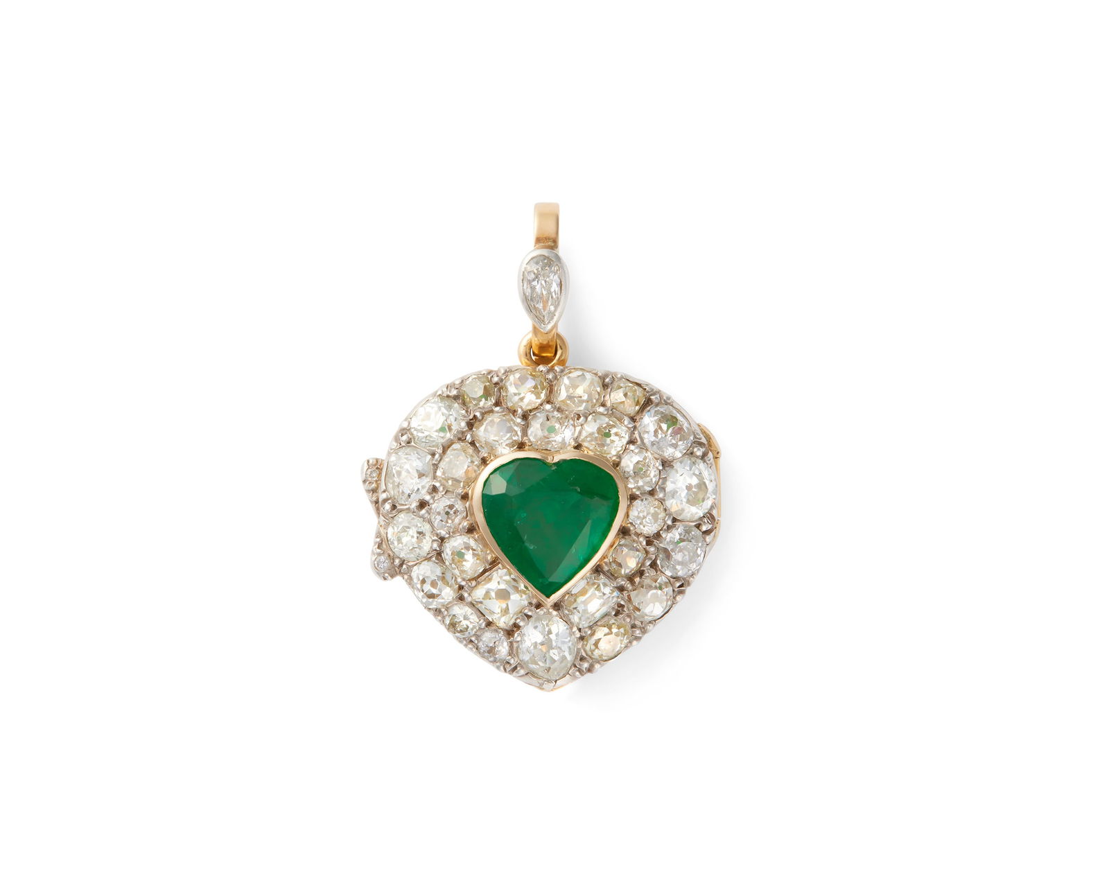 14K Gold, Platinum, Emerald, and Diamond Locket/Pendant (1 of 4)