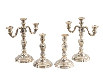 Set of Four French Silver Candlesticks