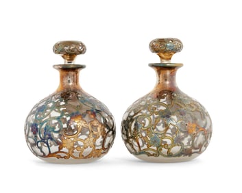 Pair of Gorham Silver Overlay Perfume Bottles