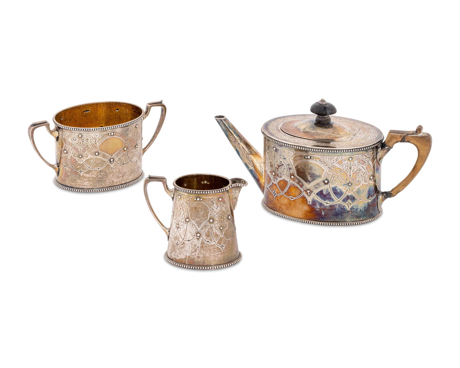 Victorian Silver Three Piece Tea Service (1 of 5)