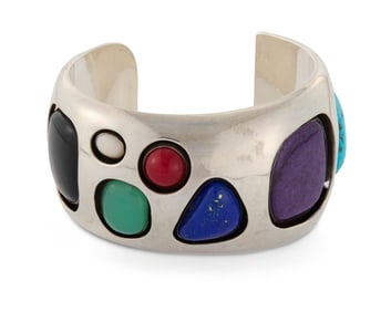 Kim Rawdin Sterling Silver and Gemset 'Shadowbox' Bracelet