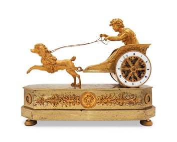 French Empire Gilt Bronze Chariot Clock