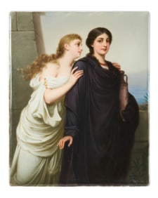 KPM Painted Porcelain Plaque, 'Antigone and Ismene'
