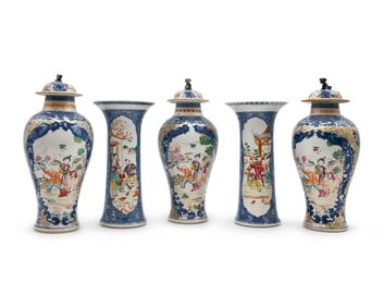 Chinese Porcelain Five Piece Garniture, ca. 1800