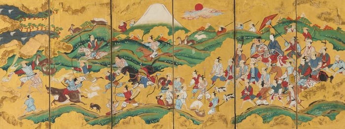 Six Panel Japanese Table Screen, Edo Period, Tosa School
