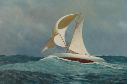 PETER MacDONAGH WOOD, (British, 1914-1982), Sailboat in Stormy Waters