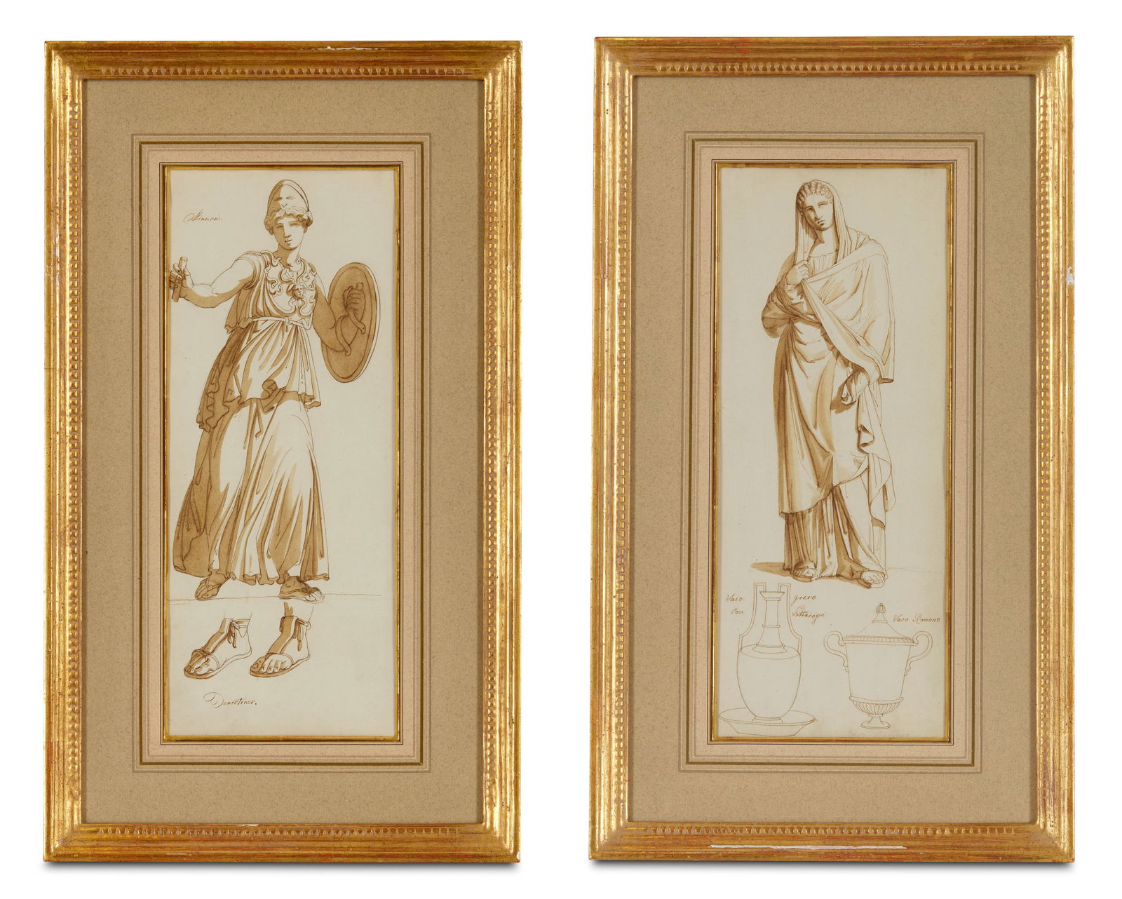 Six Framed Old Master Style Drawings of Classical Figures (1 of 14)