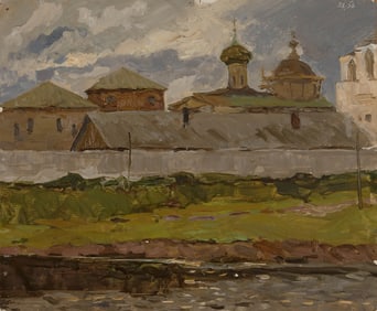 VLADIMIR FEDOROVICH STOZHAROV, (Russian, 1926-1973), Spassky Monastery, Yaroslavl, 1956