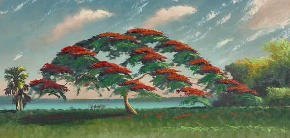 SAM NEWTON, (American, b. 1948), Poinciana in the Everglades