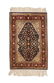 Silk Hereke Medallion Rug, Turkey, ca. 1975