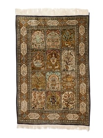 Silk Qum Garden Rug, Persia, ca. 1975