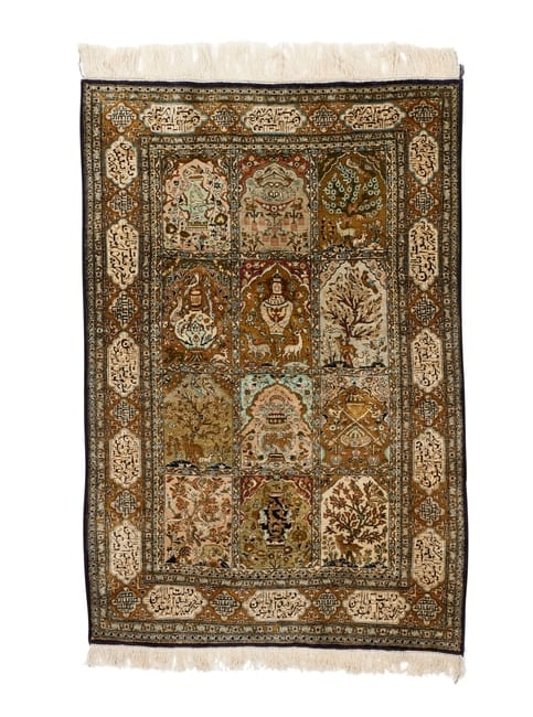 Silk Qum Garden Rug, Persia, ca. 1975: Silk Qum Garden Rug, Persia, ca. 19755 ft. 4 in. x 3 ft. 6 in.