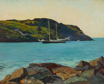 GEORGE GUSTAV ADOMEIT, (American, 1879-1967), Schooner, Monhegan