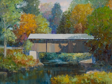 KENT R. WALLIS, (American, b. 1945), Vermont Bridge