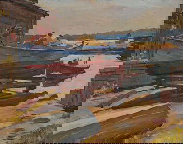 JOSHUA TOLFORD, (American, 1910-1985), Lobster Boats, 1938