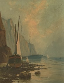 CHARLES HENRY GIFFORD, (American, 1839-1904), Ship on Shore