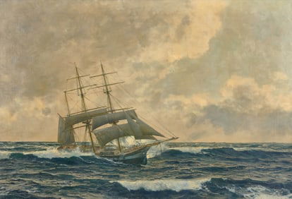 MICHAEL ZENO DIEMER, (German, 1867-1939), Ship at Sea