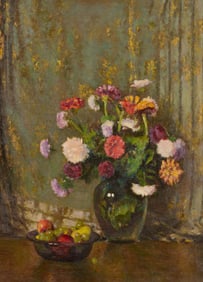 ERNEST LEE MAJOR, (American, 1864-1950), Zinnias and Carnations