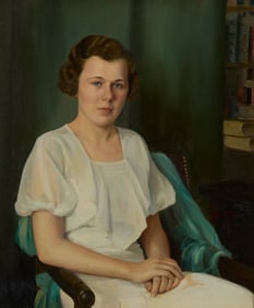 WILLIAM McGREGOR PAXTON, (American, 1869-1941), Portrait of a Seated Woman in a White Dress
