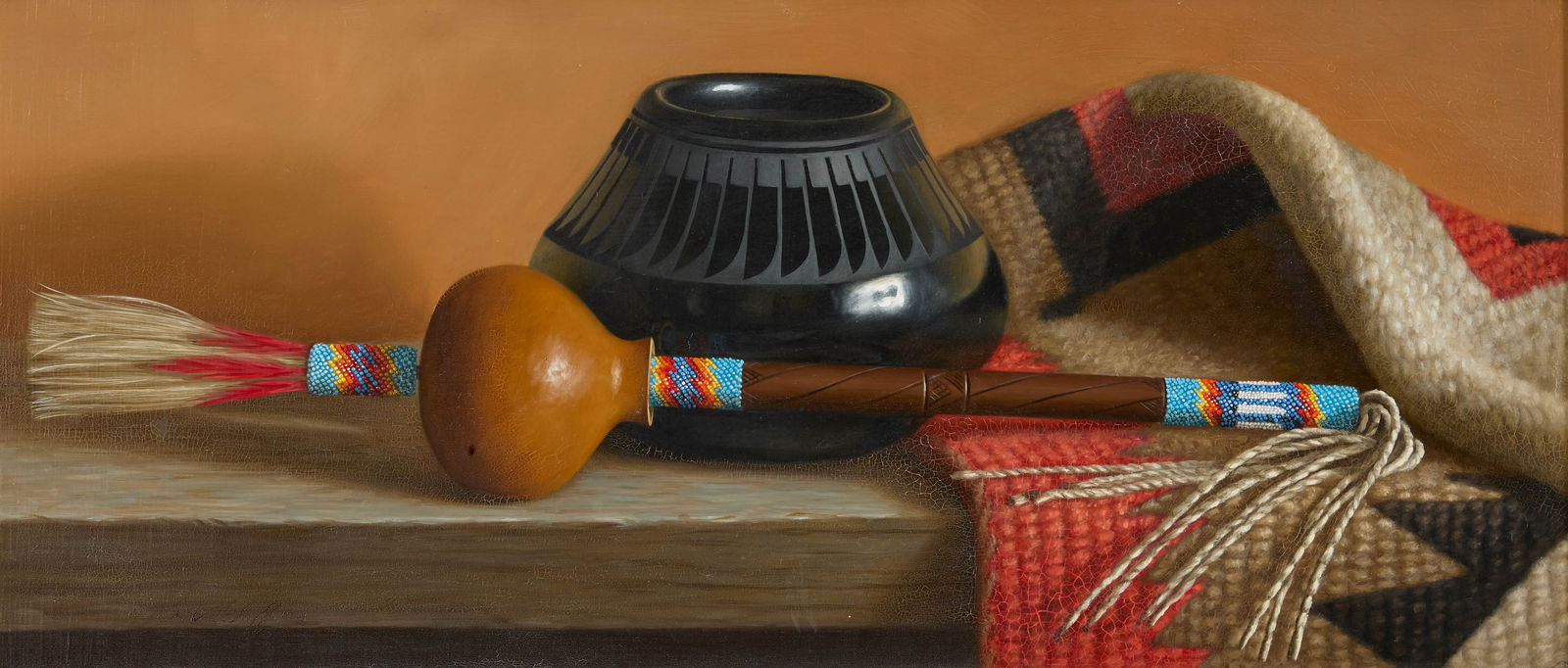 WILLIAM ACHEFF, (American, b. 1947), Peyote Rattle, 1978: WILLIAM ACHEFF(American, b. 1947)Peyote Rattle1978, oil on canvassigned and dated William Acheff 1978 lower left8 x 18 in., frame: 12 1/2 x 22 1/2 in. Provenance: The Collection of a Wil