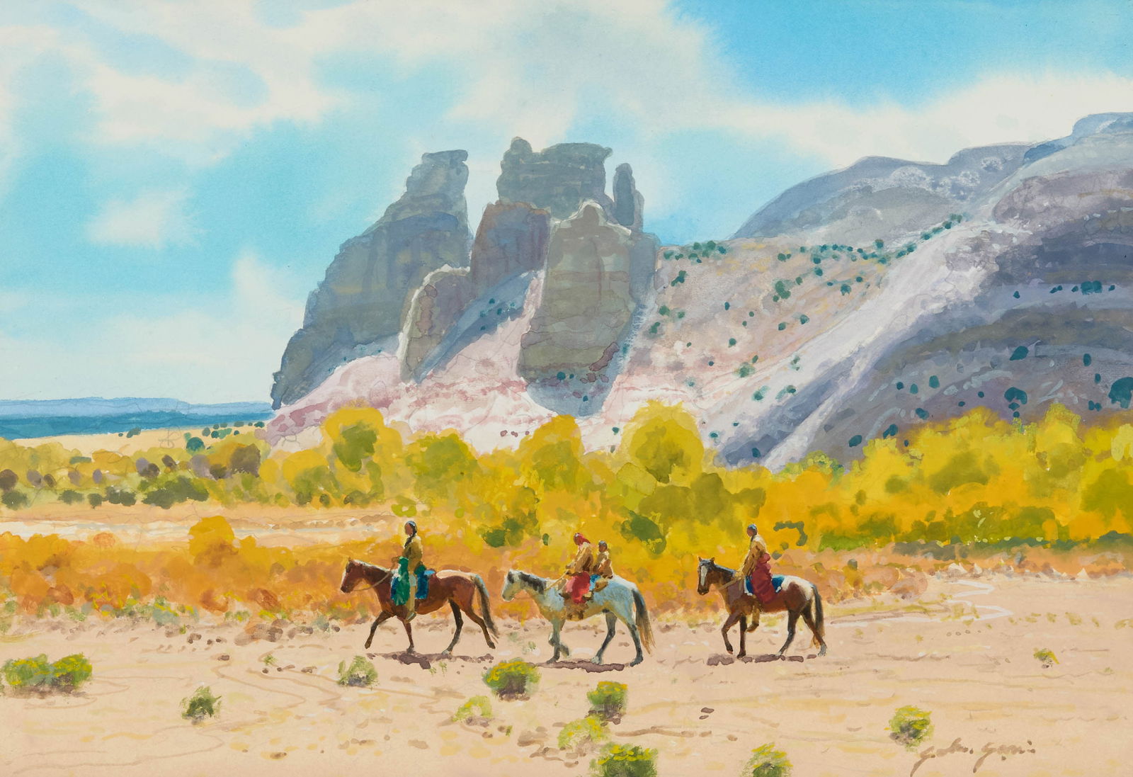 JOHN JARVIS, (American, b. 1946), Dry Wash: JOHN JARVIS(American, b. 1946)Dry Washgouache on papersigned John Jarvis lower right7 3/4 x 11 1/4 in., frame: 16 1/2 x 19 1/2 in. Provenance: The Collection of a Williamstown, Massachus