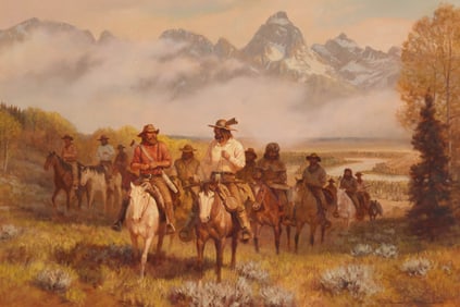 GARY KAPP, (American, b. 1942), Trappers Under the Tetons, 1979