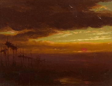 JOHN WILLIAMSON, (American, 1826-1885), Evening, Sioux Burial Grounds