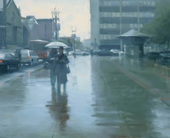 BEN ARONSON, (American, b. 1958), Light Rain, Copley Square, 2003
