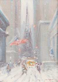JOHANN BERTHELSEN, (American, 1883-1972), Trinity Church, Wall Street