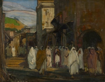 HENRI HOURTAL, (French, 1877-1944), Street Scene