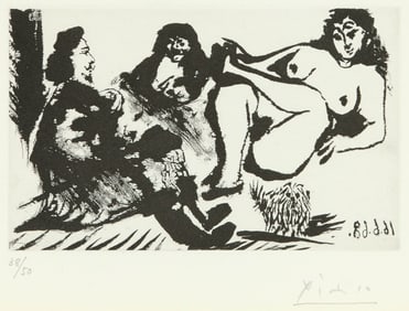 PABLO PICASSO, (Spanish, 1881-1973), Cavalier en visite chez une fille, avec la Célestine et un
