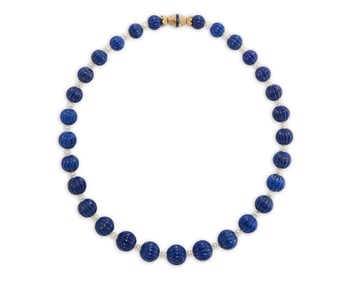 18K Gold, Lapis Lazuli, Diamond, Pearl, and Sapphire Necklace