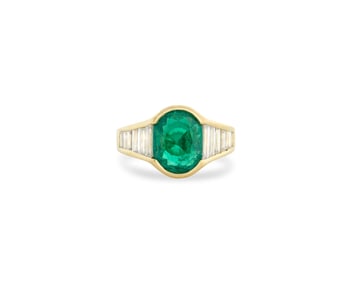 18K Gold, Colombian Emerald, and Diamond Ring