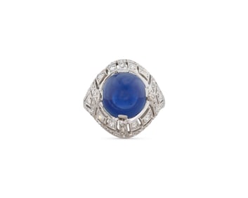Platinum, Kashmir Sapphire, and Diamond Ring