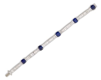 Platinum, Sapphire, and Diamond Bracelet