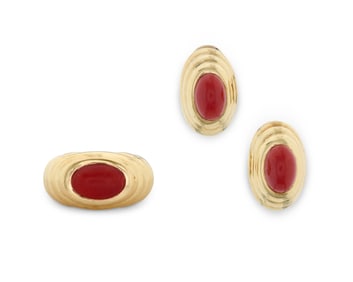 18K Gold and Coral Suite