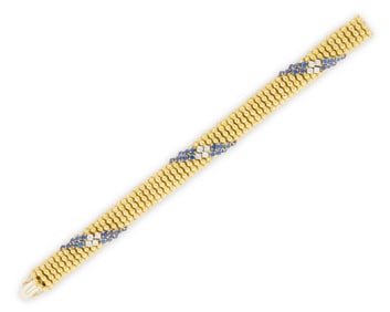 18K Gold, Sapphire, and Diamond 'Couscous' Bracelet