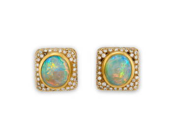 TIFFANY & CO., ANGELA CUMMINGS 18K Gold, Opal, and Diamond Earclips (1 of 5)