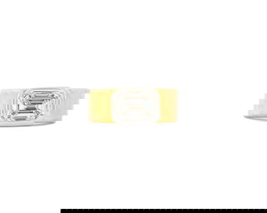 22K Gold and Diamond Ring: 22K Gold and Diamond Ringcentering a bezel-set emerald-cut diamond weighing 2.51 cts. within a textured gold shank; 9.83 dwts.; size 7Other Notes: Accompanied by GIA report no. 2224773095 dated June 8