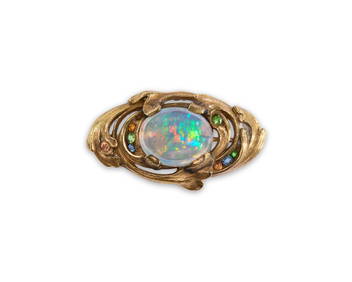 TIFFANY & CO., LOUIS COMFORT TIFFANY 18K Gold, Opal, and Gemset Brooch (1 of 4)