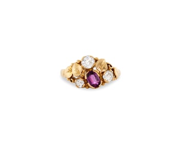 GILBERT OAKES 14K Gold, Ruby, and Diamond Ring