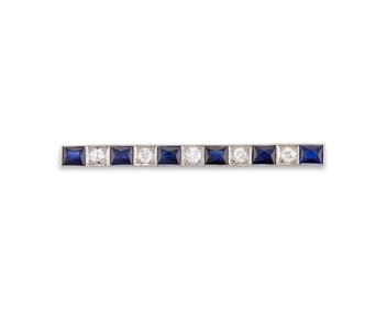 Platinum, Diamond, and Sapphire Brooch