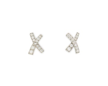TIFFANY & CO., PALOMA PICASSO Platinum and Diamond 'X' Earrings