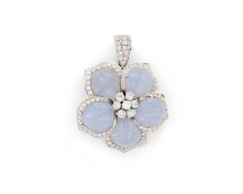18K Gold, Diamond, and Chalcedony Pendant