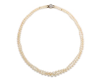 Natural Pearl and Diamond Necklace