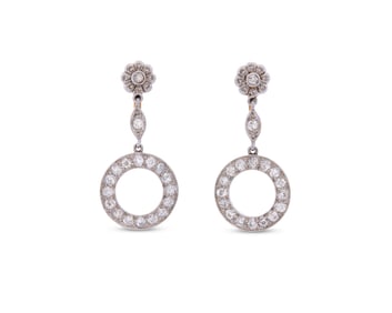 Platinum and Diamond Pendant Earclips