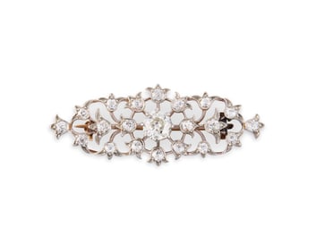 Platinum-Topped-Gold and Diamond Brooch